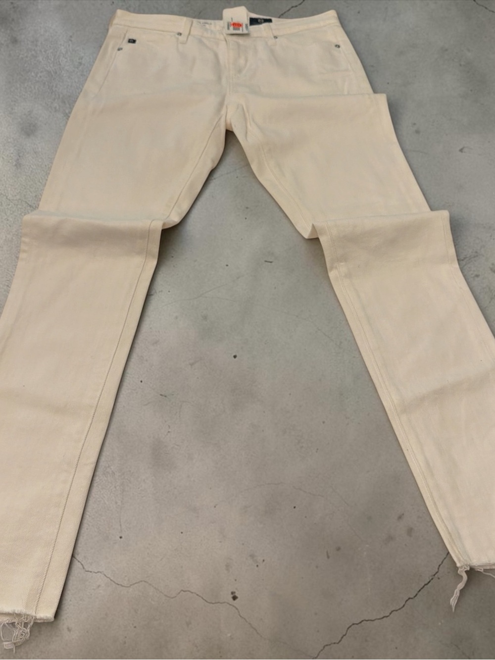 Ag Adriano Goldschmied White Straight-Leg Jeans